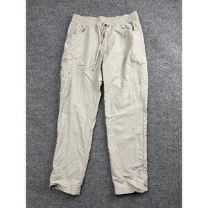 Columbia Pants Womens S Beige Khaki Lightweight Hiking Cargo Drawstring Elastic